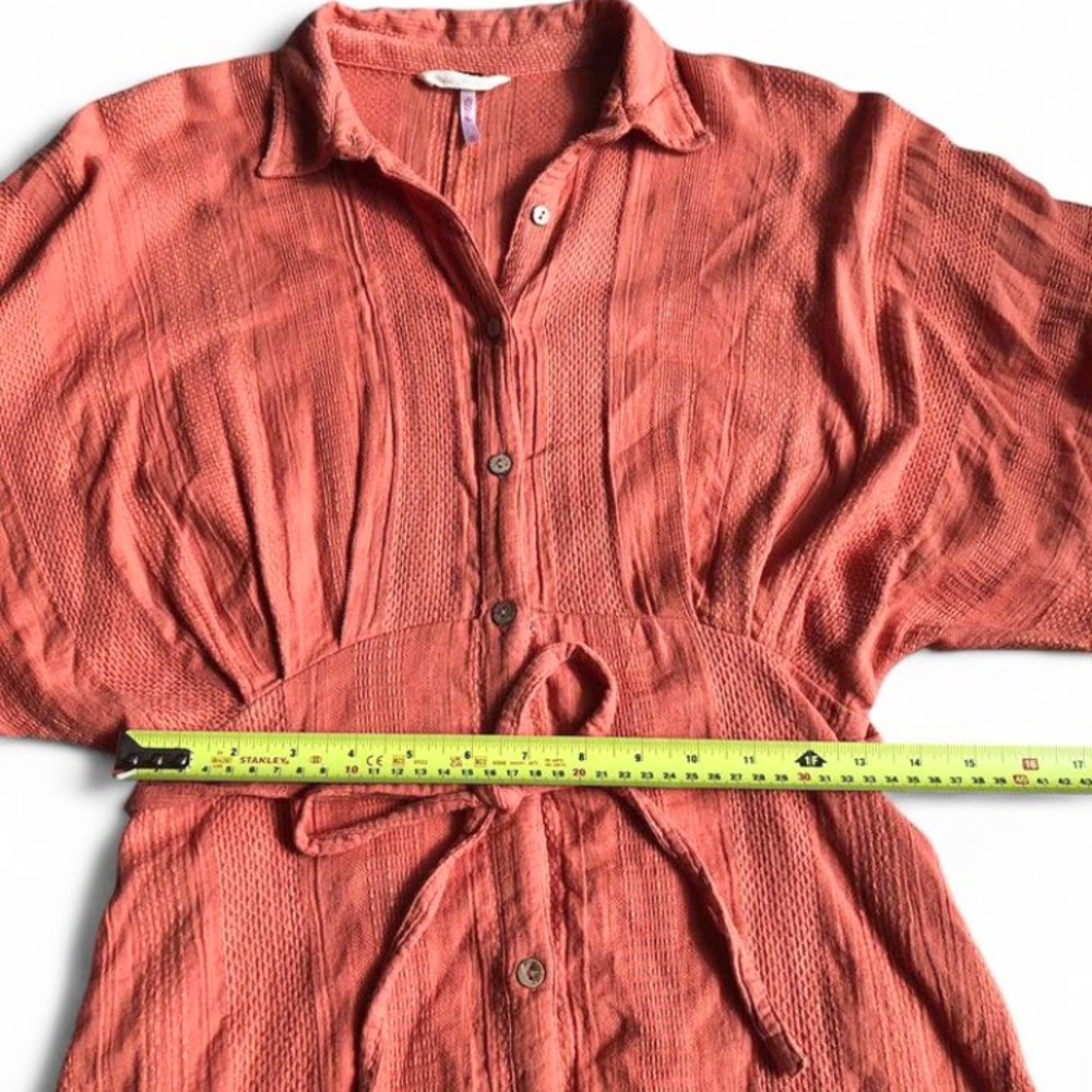 Free People Batwing Shirt Dress Tangerine Boho Mini 90% Cotton Women’s Sz XS - Picture 9 of 13